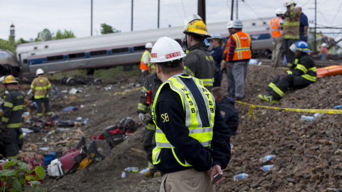 Member Robert Sumwalt on the scene of the Amtrak Train #188 Derailment in Philadelphia.