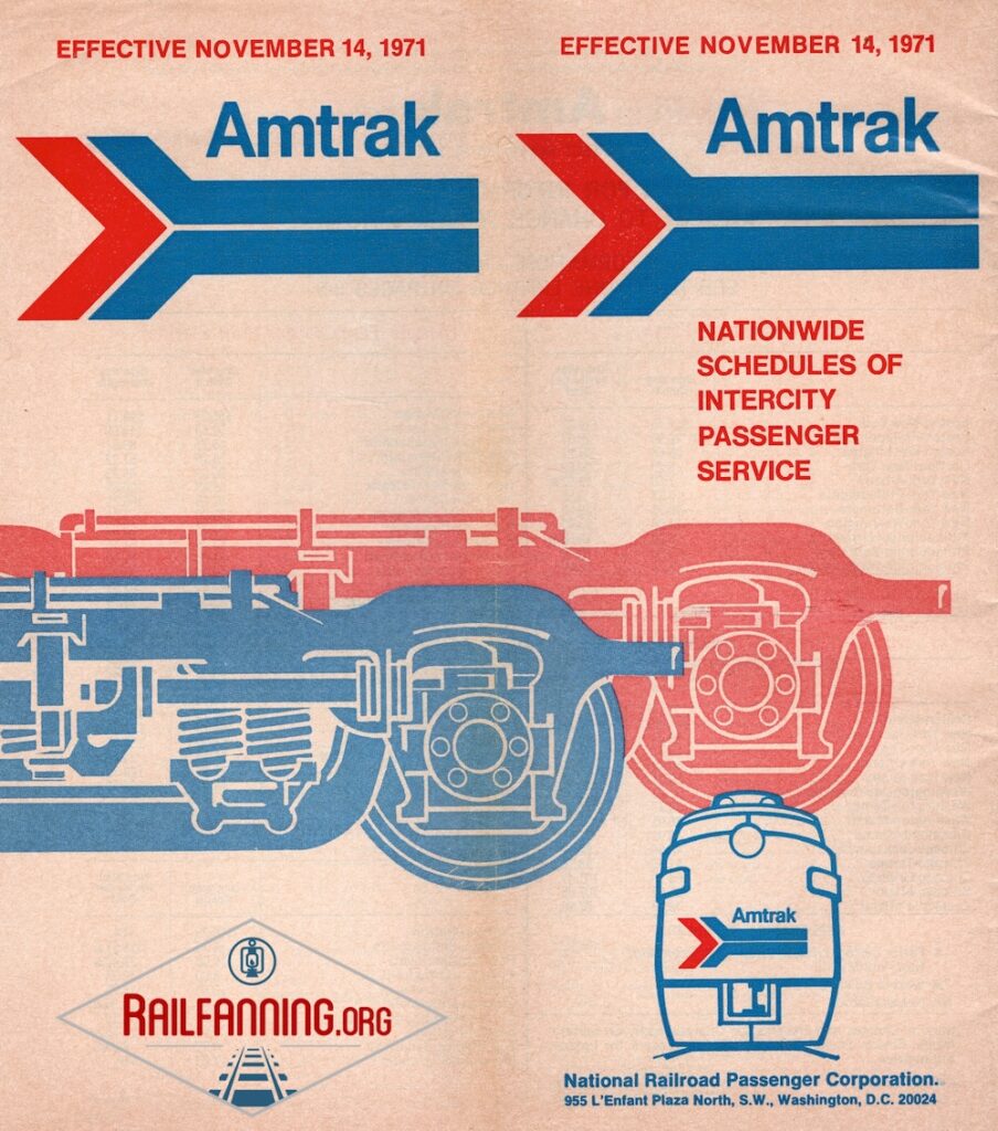 Amtrak, National Train Timetable, November 14, 1971