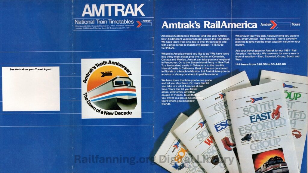 Amtrak National Timetable, April 26, 1981