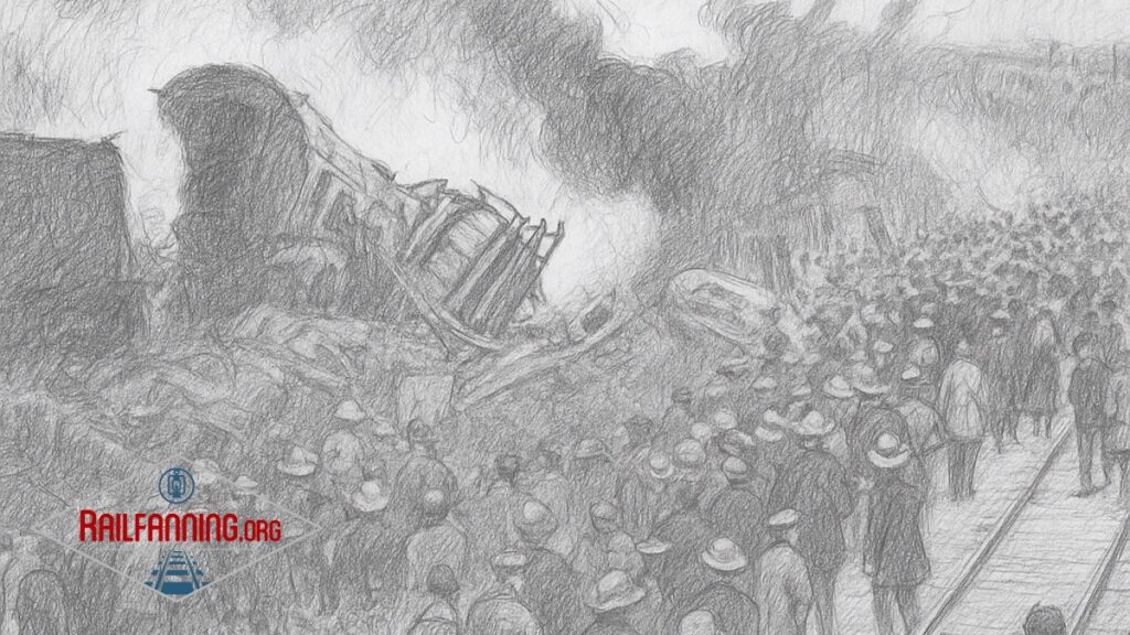 A Chat GPT pencil sketch portrays the 1918 Hammond Circus train wreck.
