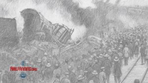 A Chat GPT pencil sketch portrays the 1918 Hammond Circus train wreck.