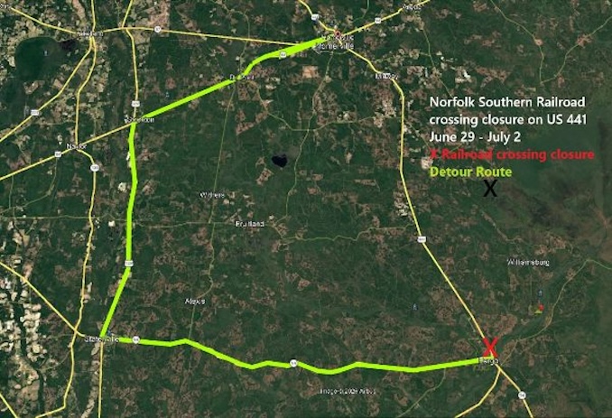 Norfolk Southern Railroad Crossing Closure on US 441 in Clinch County, Georgia