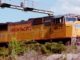 A Union Pacific locomotive pulls a train through Chattanooga, Tenn.